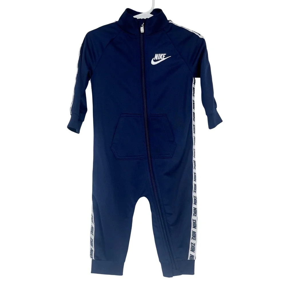 Nike Baby Tracksuit Size 18M‎ All In One Navy Blue Logo Tape Sporty
